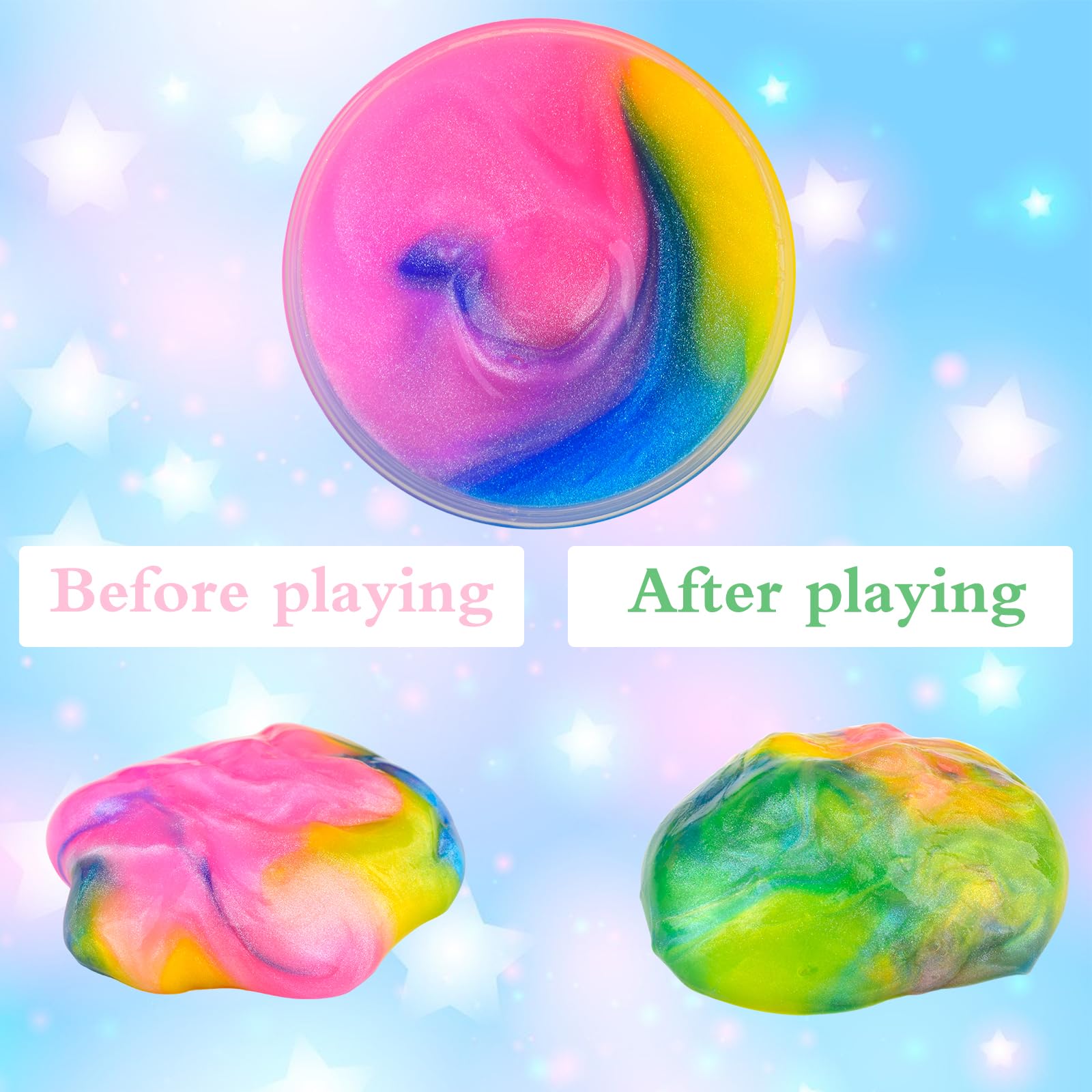 102 Pack Bulk Galaxy Slime Kit, Party Favors for Kids Slime Cup Bulk DIY Stress Relief Putty Toy Stretchy & Non-Sticky Christmas Easter Birthday Goodie Bag Stuffer Classroom Reward for Girls Boys