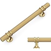 Amerdeco 10 Pack Knurled Champagne Bronze Cabinet Pulls 5 Inch Hole Center Kitchen Cabinet Handles for Drawer, Cupboard and W