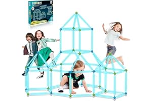 9IUoom Fort Building Kit for Kids 120 Pieces Glow in The Dark Air Forts Builder Gift Construction Toys for 3 4 5 6 7 8 9+ Years Old Boys Girls DIY Fun