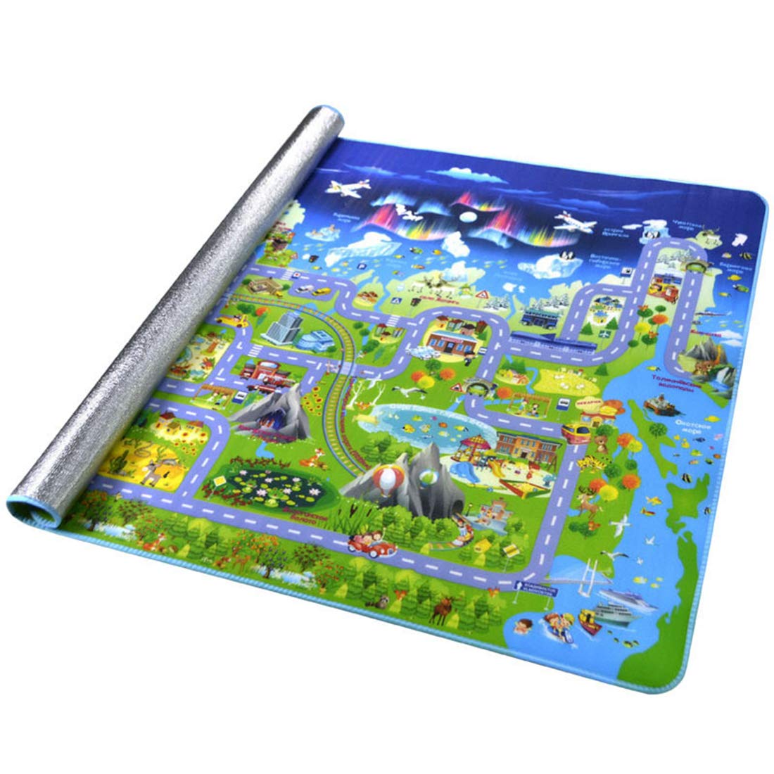 Seciie Tapis De Sol Mousse Epais Tapis De Jeu Bebe Tapis De Circuit De Voitures Dans La Ville Tapis Deveil Pour Bebe Enfant 0 X 180 X 0 5cm Tapis Accessoires Et Decorations