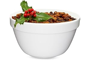Muldale Ceramic Pudding Basin for Steaming - 1.6qt Christmas Pudding Bowl Mold Steamer - Ovenproof Durable and Sturdy White Porcelain - Easy Clean - Made in Europe 8"