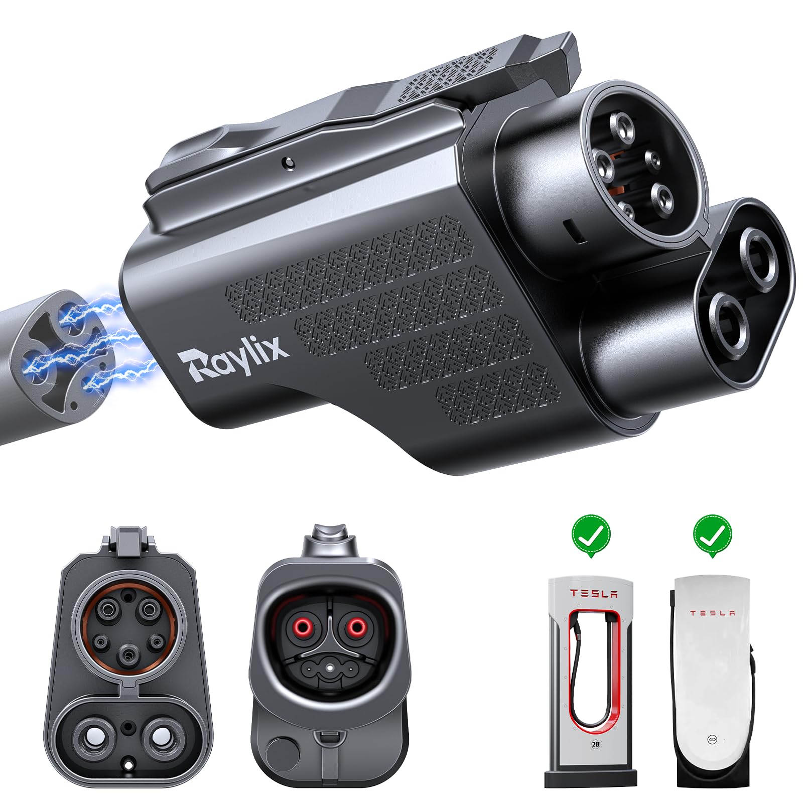 Photo 1 of Raylix Tesla Supercharger to CCS1 Charger Adapter with UL 2252 Certification (Max 500V 1000A) [Fast Charge for CCS1 EV] NACS to CCS, NACS DC Adapter for Tesla V3 V4 Supercharger/Level 3 Charger