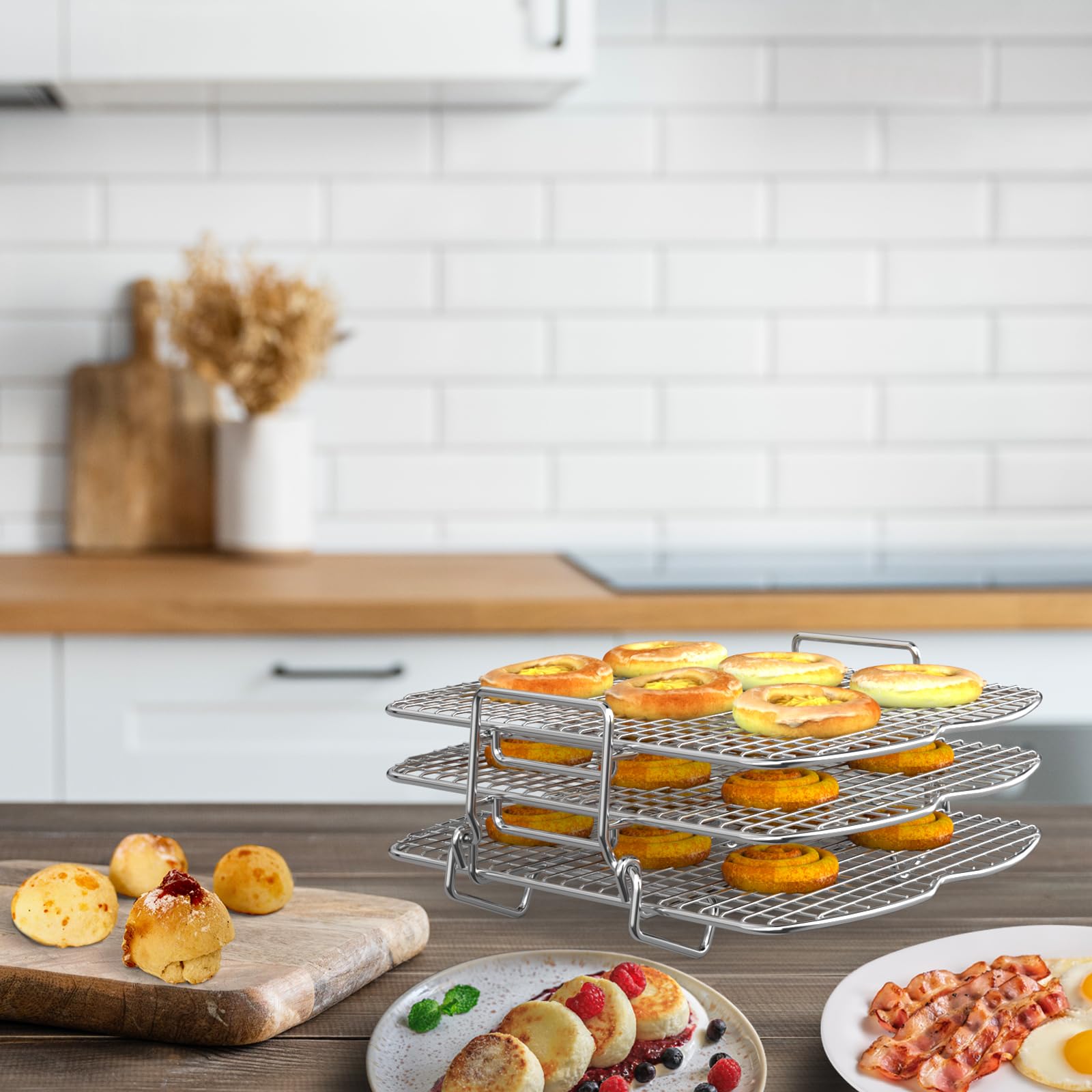 Dehydrator Rack for Ninja Foodi AG300 Grill, 3 Stackable Layers Dehydrator Rack Stand for Ninja Foodi AG300 Accessories, Rectangle Air Fryer Accessories for Ninja AG300 AG301 Foodi Grills