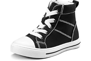 K KomForme Kids Sneakers for Boys and Girls Toddler Canvas High Top Walking Causal Shoes with Zipper