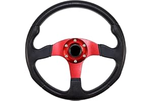 MOTAFAR Universal Racing Steering Wheel, Gaming Steering Wheel 6 Bolts Grip Vinyl Leather with Horn Button for Race/Rally/Motorsport/Car Sim Driving(5128-Red)