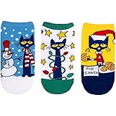 Pete the Cat Kids Christmas Lowcut Socks (3 Pair) - Fits Kids Shoe Size 9-3