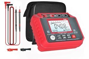 Digital Insulation Resistance Tester 200GΩ Megohmmeter, 1000V/2500V/5000V Voltage with Auto Range, 100 Data Storage, LCD Back