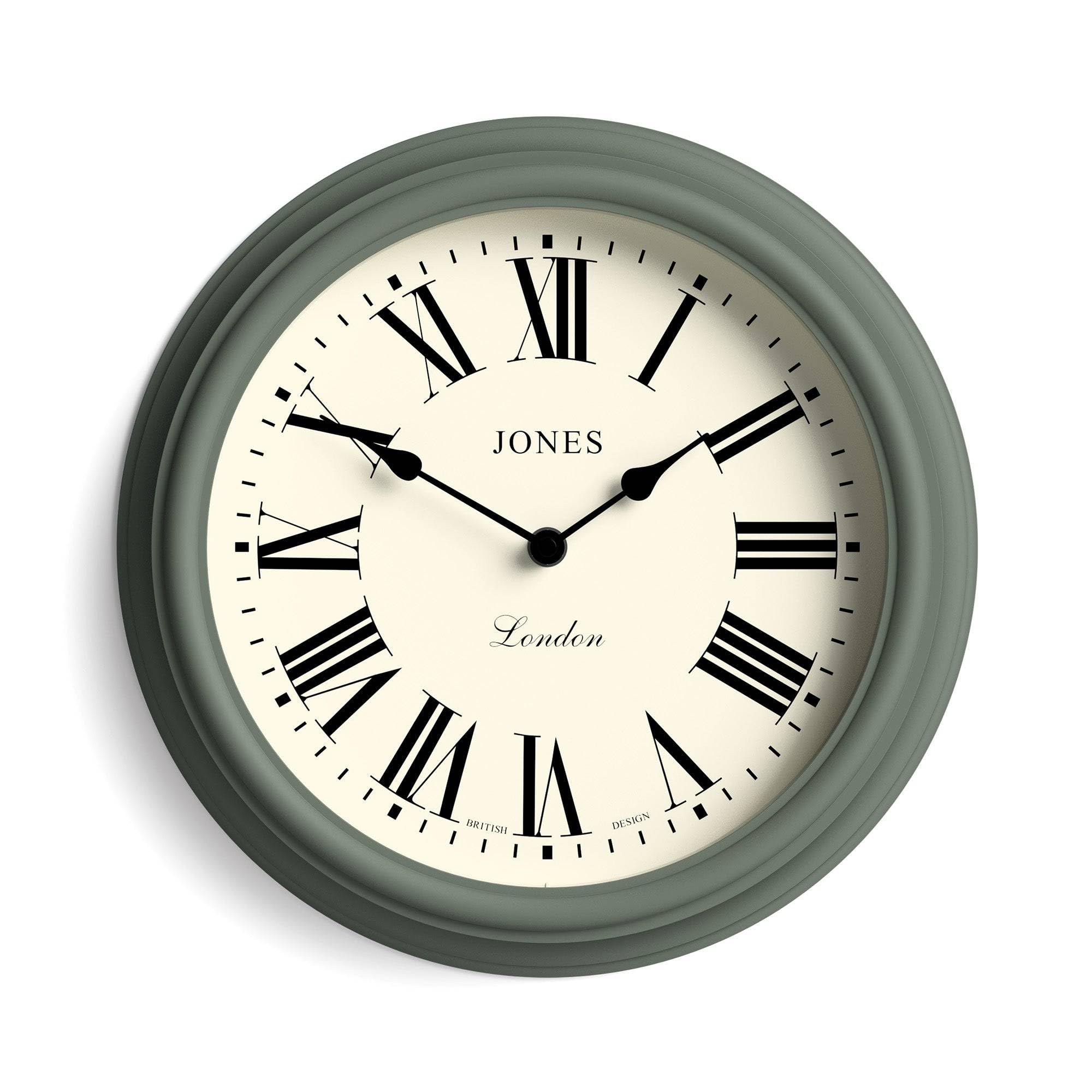 Jones Clocks® Venetian wall clock | Classic round clock | 30cm | Green | Roman numerals | Traditional design ideal for kitchen, living room or bedroom