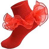 MKYSZLT Girls Ruffle Socks Toddler Girl Frilly Dress Socks Double Lace Big Ruffles Fold Over Church Fancy Sock for Baby Kids