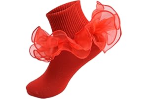MKYSZLT Girls Ruffle Socks Toddler Girl Frilly Dress Socks Double Lace Big Ruffles Fold Over Church Fancy Sock for Baby Kids