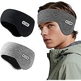 Geopty 2 Pack Winter Double-Layer Ear Warmer Headband Knit Fuzzy Lined Ear Muffs for Men Women Ski Running Hiking Ear Covers