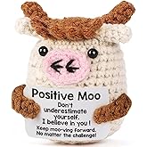 Gorbgle Mini Positive Crochet Animals, Inspirational Birthday Gifts for Women, Funny Emotional Support Crochet Plush Decor for Men Mom Dad Husband Daughter Sister Best Friend Coworker, Moo