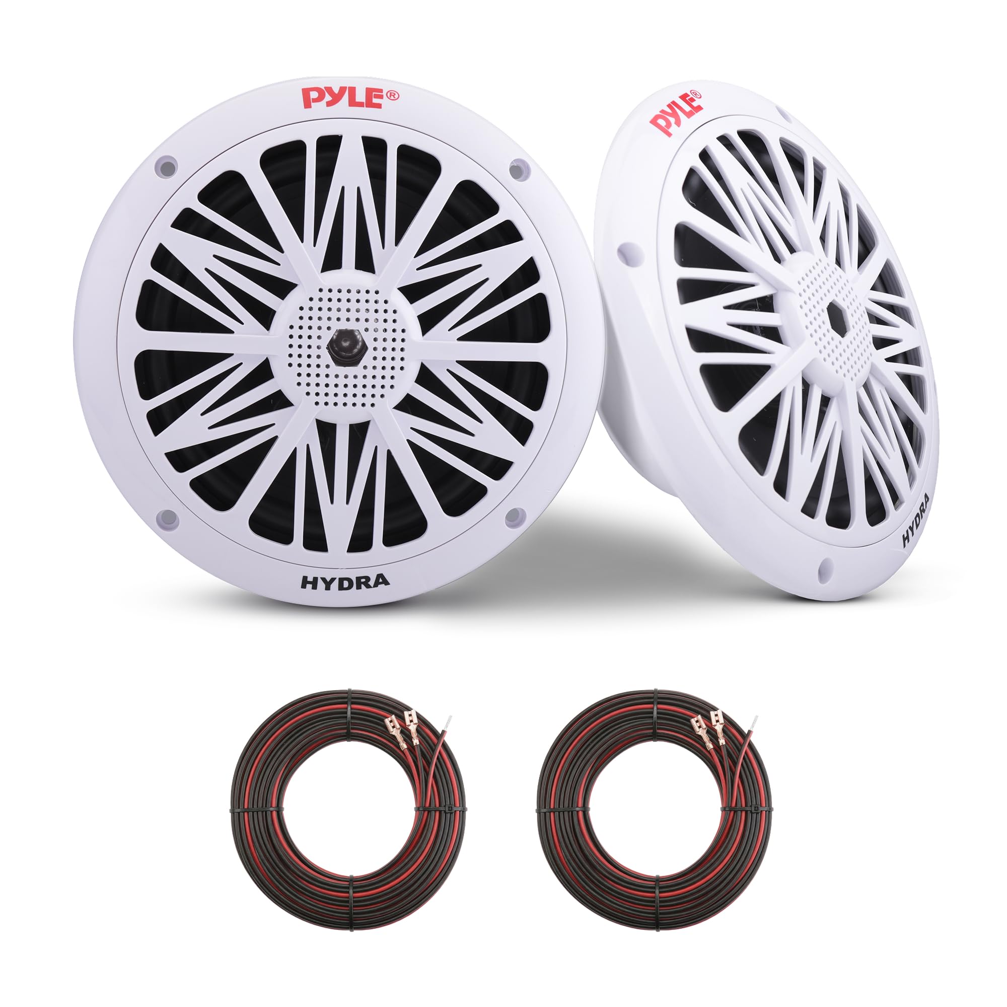 Pyle 16.51cm Dual Marine Speakers – 2-Way Waterproof Outdoor Stereo, 200W, Poly Carbon Cone, Butyl Rubber Surround – 1 Pair (White) - PLMR62