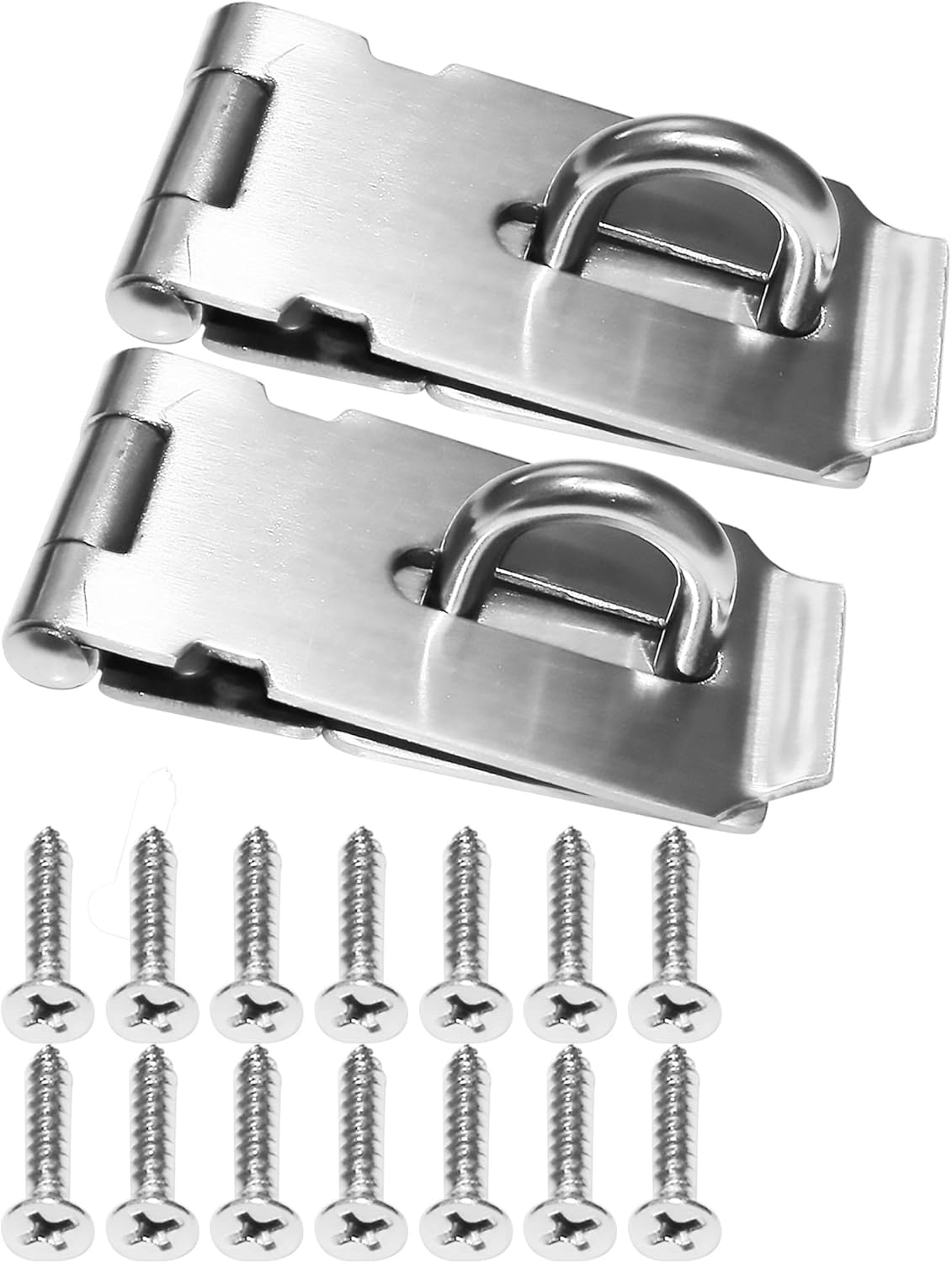 Padlock Hasp 4.2 Inch Safety Door Bolt Gate Latches Padlock Hasp Stainless Steel Brushed Finish Door Buckle Clasp, 2 Pack (2Pack) - - 
