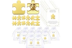 Solsew 24 Sets Employee Appreciation Gifts Bulk Puzzle Piece Lapel Pins Thank You Cards Organza Bags for Team Appreciation Building Recognition Gifts for Office Soccer Baseball Team (Classic)