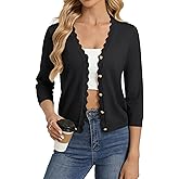 GRACE KARIN Women's 3/4 Sleeve V Neck Button Down Lightweight Cardigan Sweater Open Front Dressy Shrugs Spring Fashion