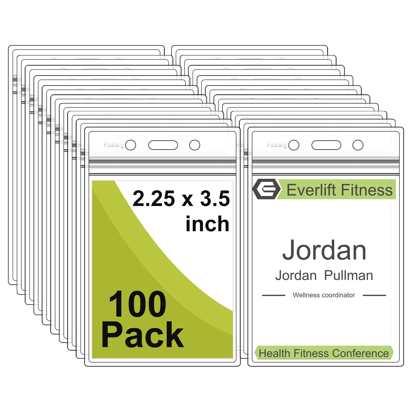 Fushing Pack of 100 Clear Plastic Vertical Badge Holders, Name Tag Holders, Card Holders(Small) โ image 1