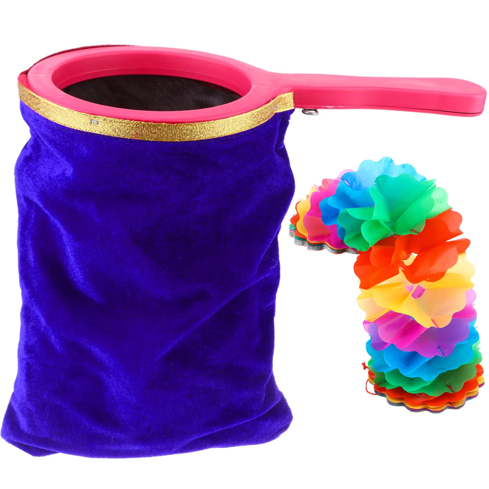 1 Set Magic Change Bag Twisting Tricks Bag with Magic Change Flower Handle Make Things Appear Disappear Magic Trick Bag Pouch Stage Prop Accessories for Performance Magician Beginner Christmas, Blue