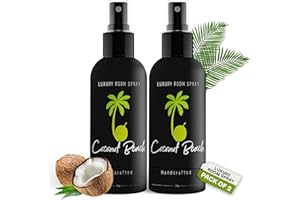 605Products - Coconut Beach Air Freshener - Room Spray for Home, Bathroom, and Bedroom - Long Lasting Odor Eliminator with Essential Oils and Natural Ingredients - Home Fragrance Essential - 2 Pack