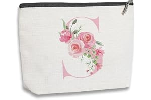 kdxpbpz Initial Makeup Bag, Personalized Gifts for Women, Bridesmaid Gifts, Birthday Gifts for Women Mom, Gifts for Best Friend, Bride Bridesmaid Cosmetic bag (Pink, S)