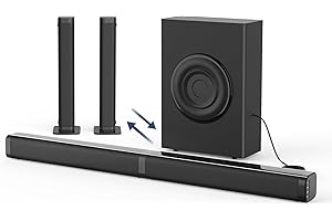 GEOYEAO Sound Bar with Bass Subwoofer, 2.1ch Home Audio TV Speaker 240W Bluetooth Soundbar Surround Sound Speaker System, 2-in-1 Detachable Design, for ps5/ipad/laptop/nintendo Switch