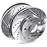 R1 Concepts Rear Brake Rotors Fits 2008-2019 Audi S5; 2010-2016 Audi S4 | 2018-2019 Audi S4; 2012-2020 Audi A6; 2013-2014 Audi A8| Drilled Slotted eLINE Disc Brake Rotors| 13.0" Rear