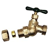 EZ-FLUID 5/8" Comp. Hose Bibb X 3/4" MHT Male Hose Threaded Connector,Heavy Duty Brass No-Kink Bibb Water Faucet,Outdoor Gard