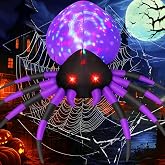 GOOSH 5 FT Width Halloween Inflatable Spider Outdoor Decoration with Magic Light, Blow Up Yard Inflatables Holiday Inflatables for Outdoor Yard Garden Lawn Decor