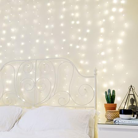 Festive Lights HL149 strombetriebener Kupferdraht Lichter-Vorhang mit 400 Mikro-LEDs in warmweiß 2m x 2m