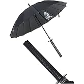 Kurop Samurai Handle Umbrella Ninja Japanese Long Umbrella with 16 Ribs