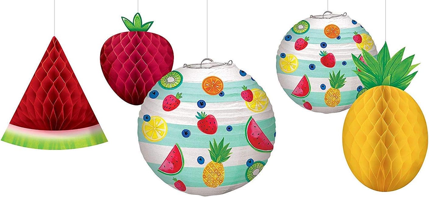 amscan Fruit Honeycomb Decoration-5pcs, Multicolor, 39.62 x 39.12 x 8.64 cm
