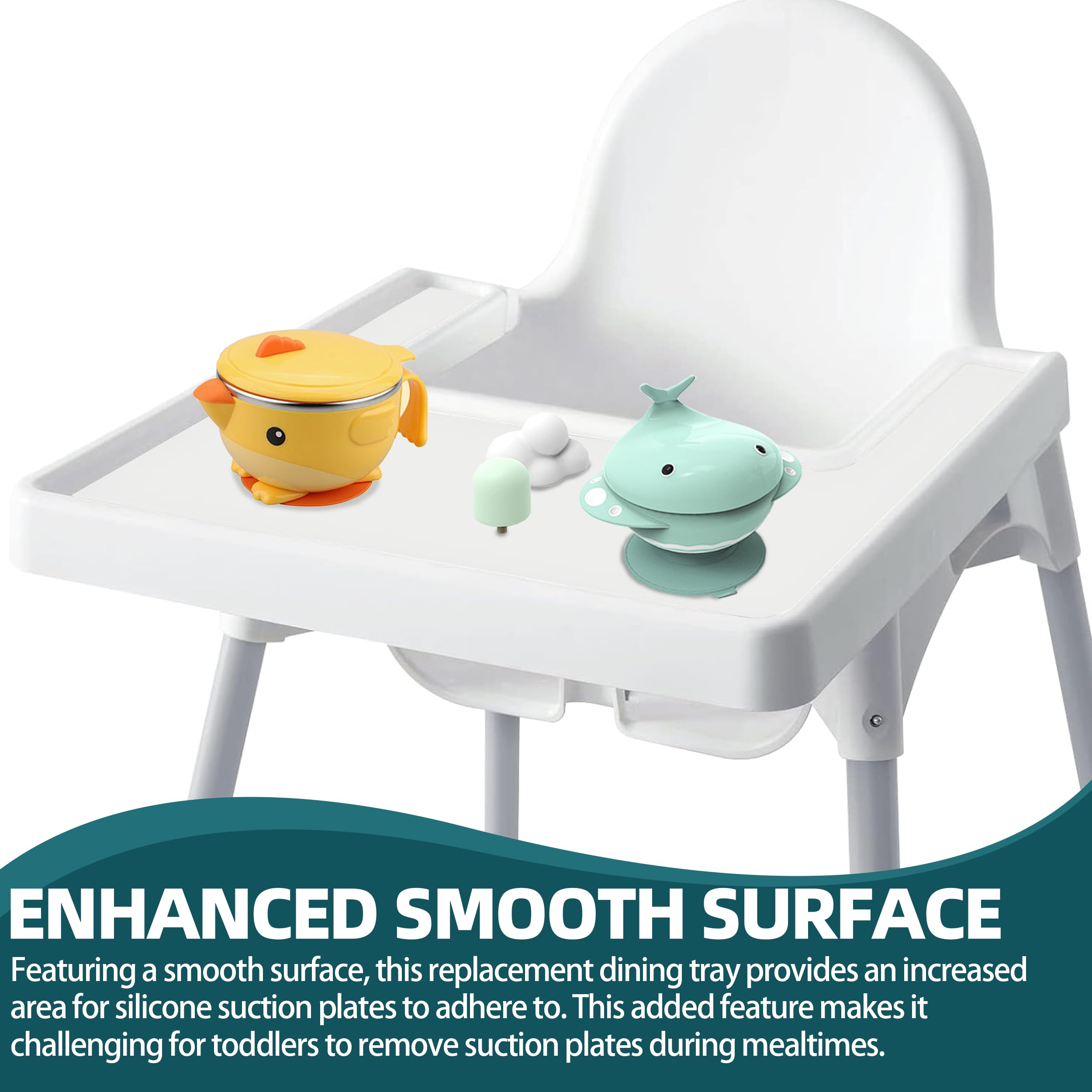Baby High Chair Tray Compatible with IKEA Antilop High Chair Baby Dining Feeding Tray for Toddler - Made with Food-Safe Plastic (BPA BPS BPF Lead and Phthalate Free) - White