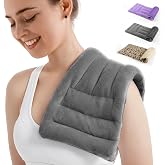 MEISENHOME Microwave Heating Pad for Pain Relief, 8 x 18 Grey | Moist Heat Pads for Neck, Shoulder, Back, Knee, Period Cramps, Rice Heat Pack Hot Compress, Reusable &amp; Portable