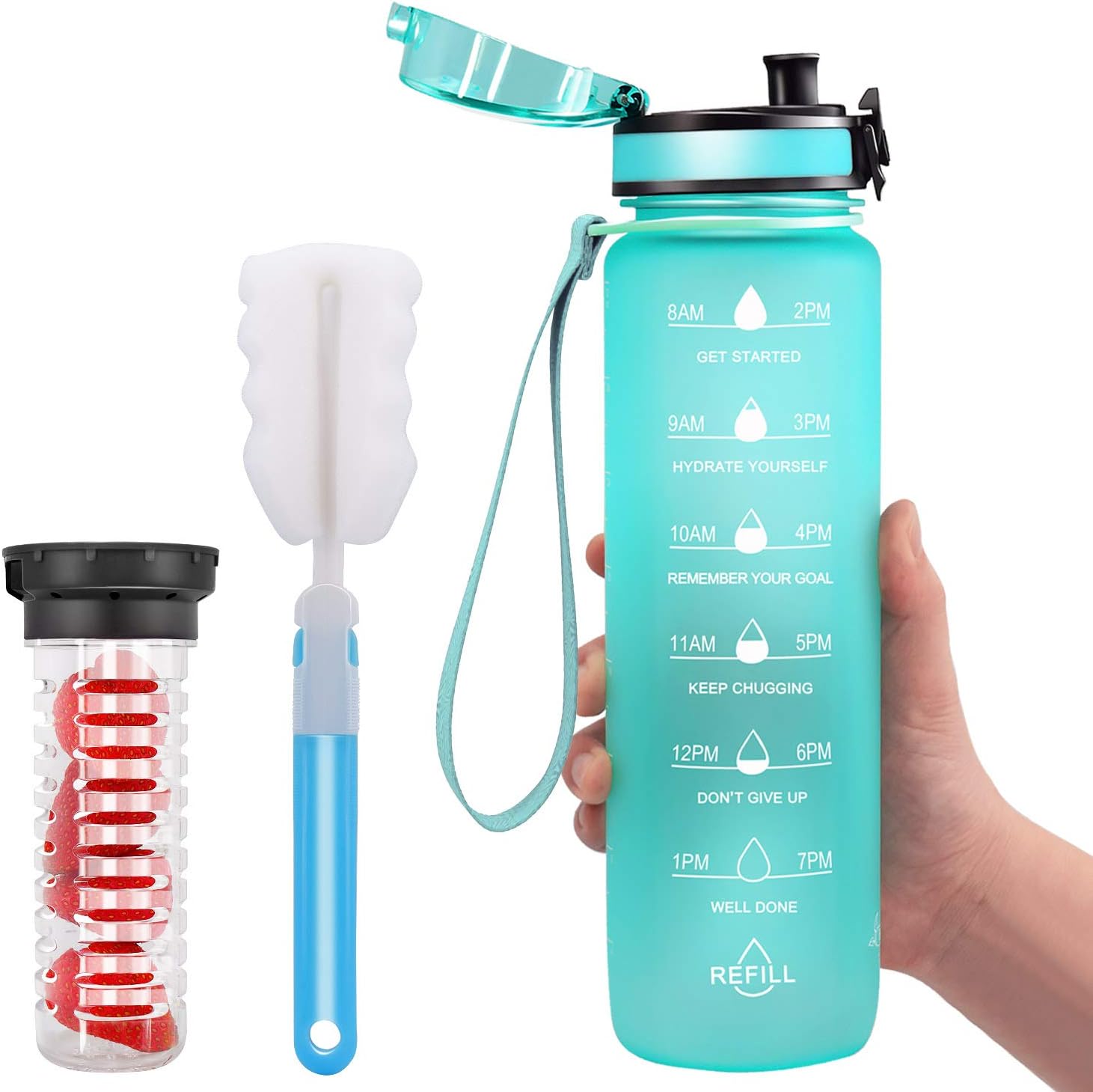 Mlysnd Trinkflasche 880ml Mit Fruchteinsatz - BPA-frei Mit Tragegriff Für Outdoor