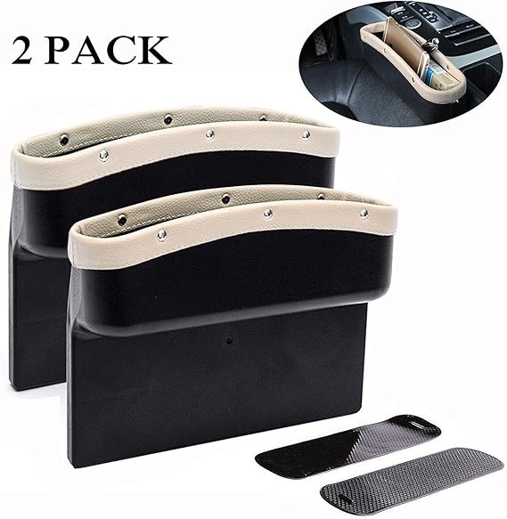 KONGDY Car Seat Pockets 2 Pack PU Leather Car Seat Gap