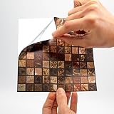 WALPLUS 48 Pack 15cm Metallic Brown Marble Mosaic Tile Stickers view 5