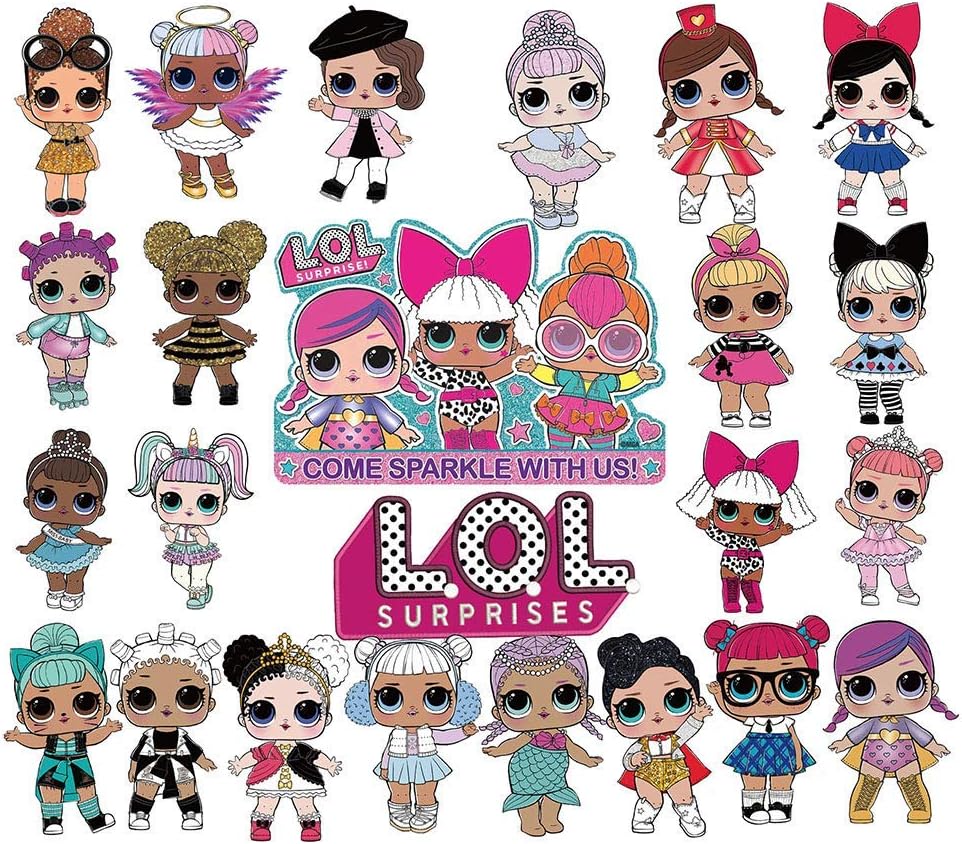 LOL 24pcs Cupcake Toppers Girls Topper Set, Decorations for 1st Birthday Theme Party