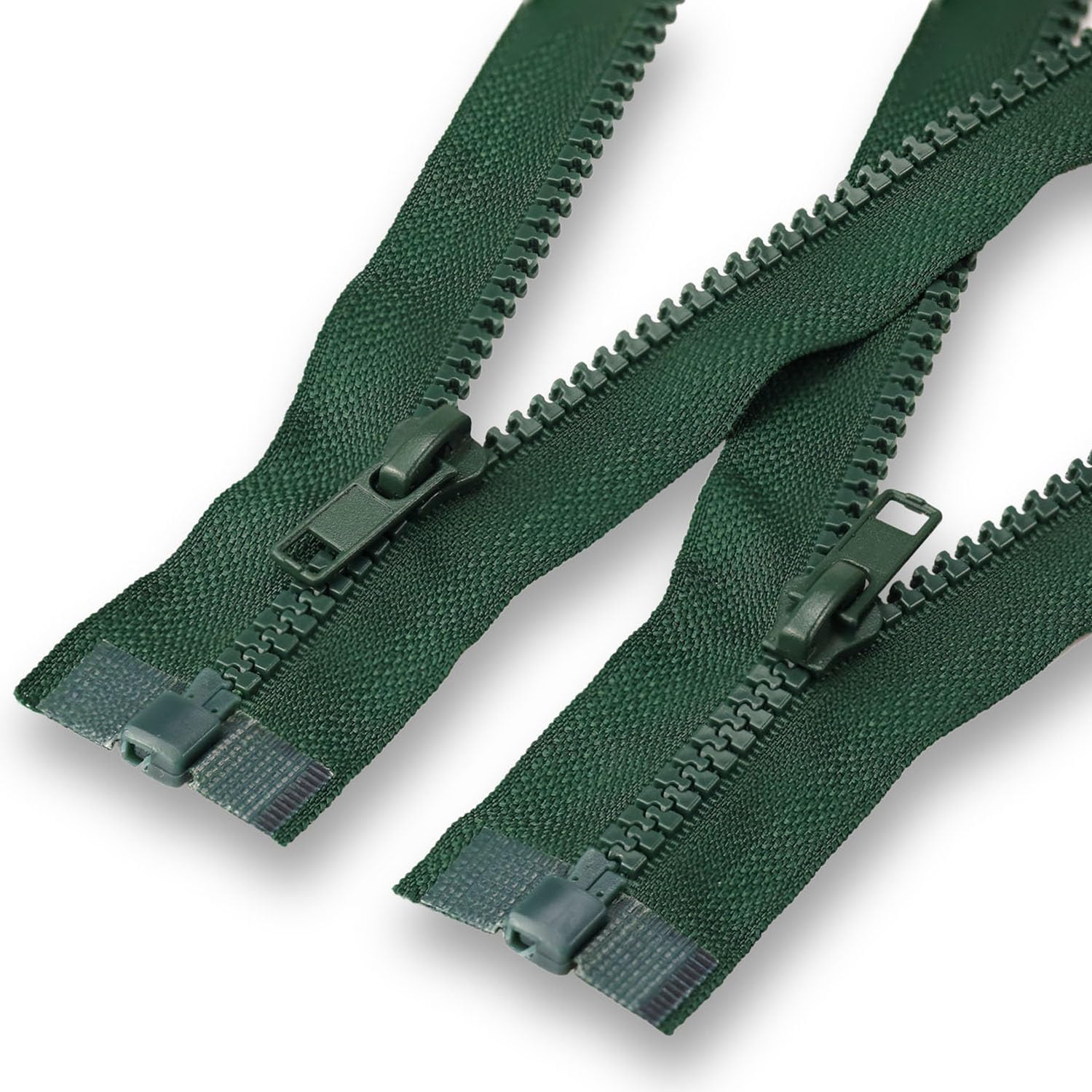 Photo 1 of #5 Separating Sewing Zipper for Jacket: YZSFIRM 2Pcs Army Green 19 inch Plastic Zippers - Replacement Coat Open End Zipper Bulk