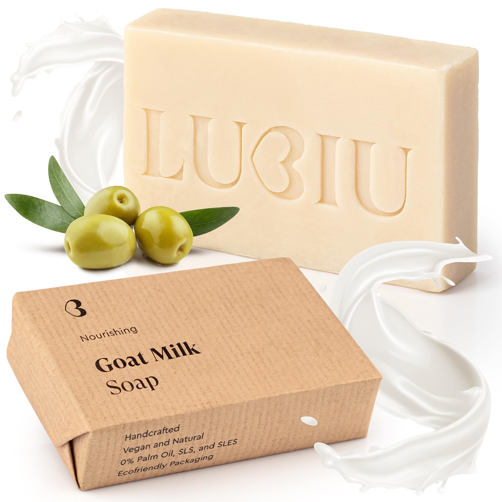 lubiu Goats Milk Soap Bar - 100g Natural Soap Bar for All - Body & Hand & Bath & Face - Handmade - Scented