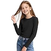 KEREDA Girls Long Sleeve Shirts Soft Cotton T-Shirts Crewneck Basic Tees for Kids and Teen Girls Tops Clothes
