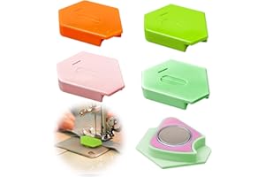 AELOER 4Pcs Magnetic Seam Guide for Sewing Machine, Polygonal Magnetic Hemmer Guide with Scale, Universal Sewing Machine Attachments, Sewing Machine Accessories(4 Colors)