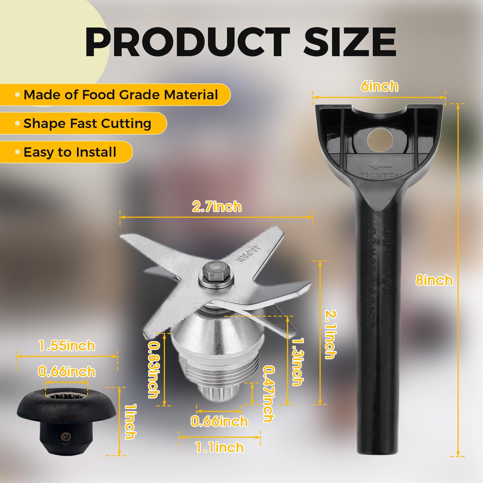 Blender Blade Assembly with Wrench & Drive Socket Removal Tool Kit, Compatible With Vitamix 5200 6300 5000 Series 64oz and 32oz Container