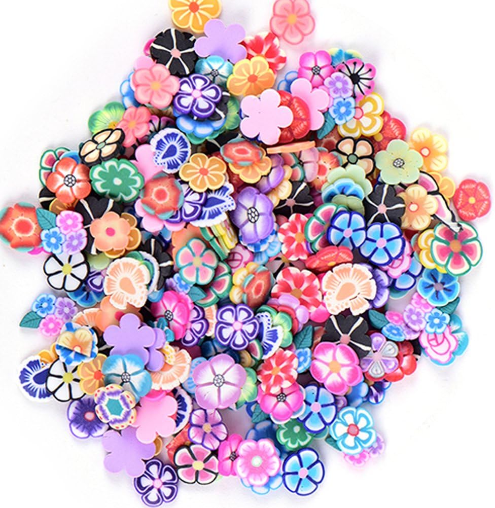 2500 Pcs Nail Art Soft Ceramics Sticker 3D Nail Tips Polymer Fimo Slices Clay Decoration Manicure Nail Decor DIY Slime,Decal Pieces Accessories,Fruit,Flower,Star,Heart,Bow tie,Butterfly by WWmily