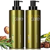 Natrual Sulfate Free Argan Oil Shampoo and Conditioner Sets Ultrarich Haircare for Damaged Dry Curly Frizzy Hair Moisturizing Volumizing Gentle Hair Restoration Formula for Men&Women,400ML*2