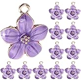 TEHAUX 50pcs Cherry Blossom Flower Charms, Small Purple Flower Enamel Charms for Jewelry Making, Cherry Blossom Jewelry for DIY Crafts, Bracelets, Necklaces, Keychains, and Earring