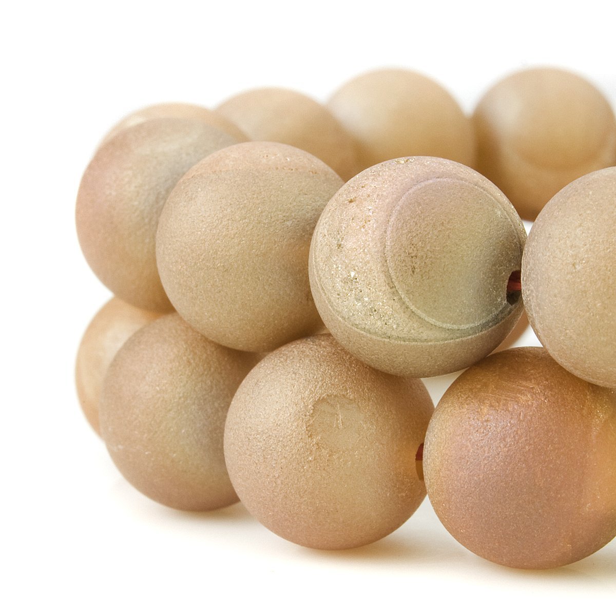 RUBYCA Round Dyed Electroplated Druzy Agate Quartz Crystal Gemstone Beads (1 Strand, Champagne, 6mm)