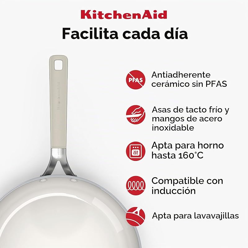 Cacerola de aluminio con revestimiento cerámico antiadherente con tapa de vidrio, 24 cm/4,91 L, libre de PFAS — foto 3 de 8
