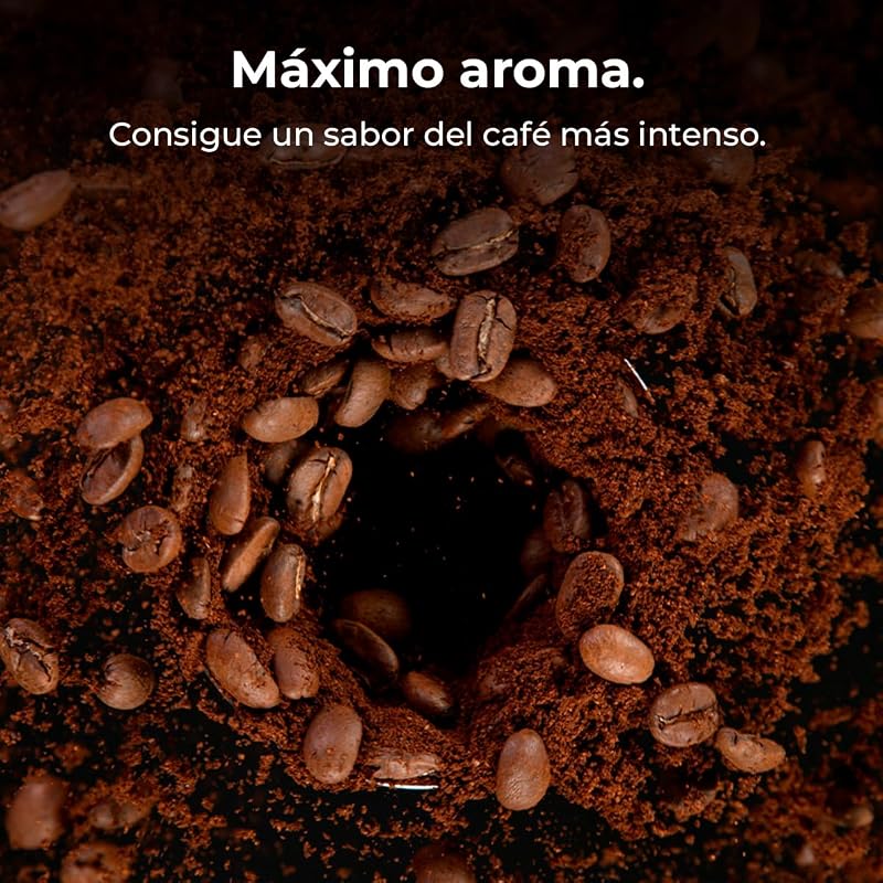 Cafeteras de Goteo Coffee 66 Grind & Drop. 1086 W, Molinillo de Cuchillas, Hasta 12 Tazas, Tecnología Extremearoma, Cafetera de Goteo Digital, En Acero Inoxidable, Apagado Automático