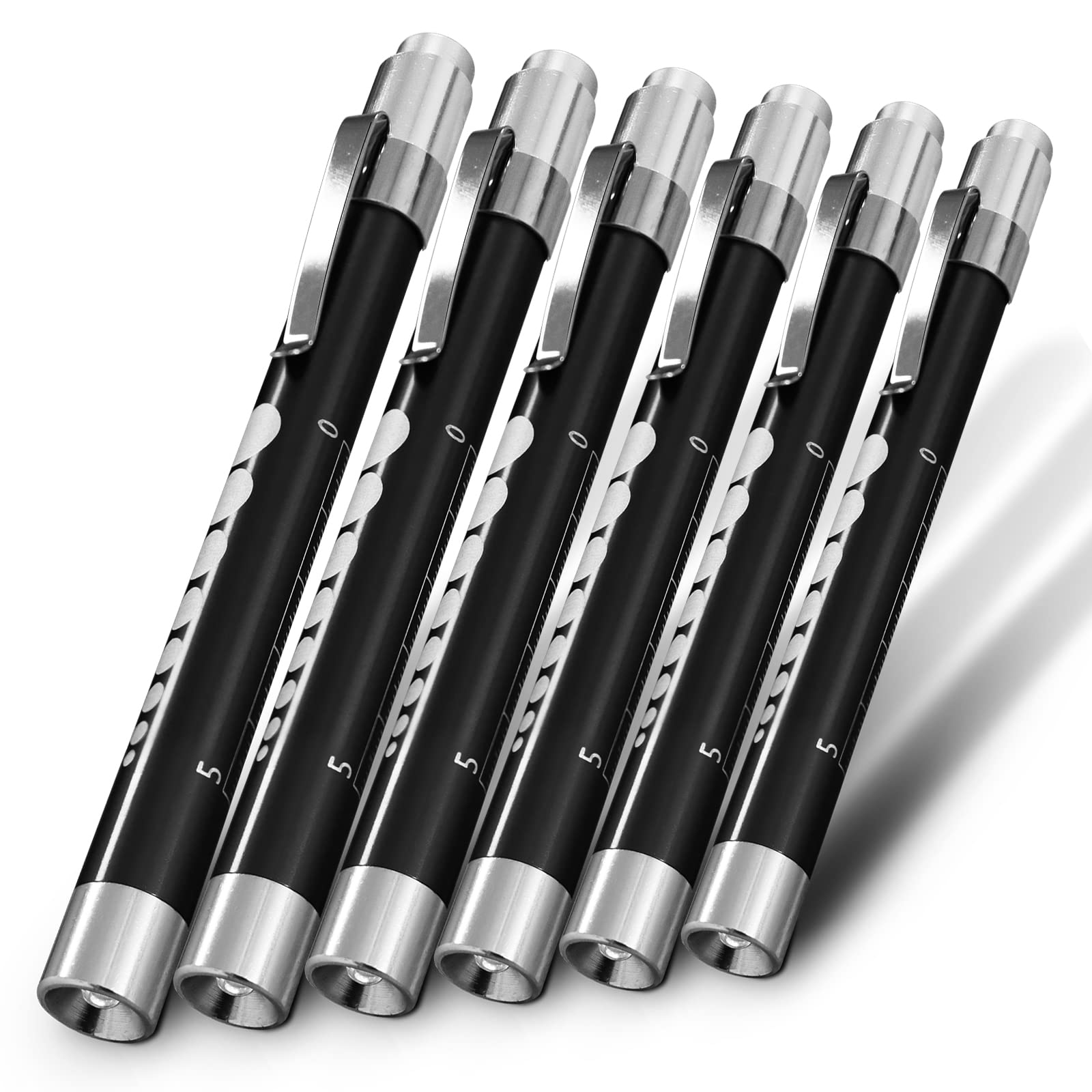 RE-GEN Doctors Nurses Reusable Aluminium LED Pen Light Diagnostics Inspection Penlight Pocket Torch Flashlight (6, Black)