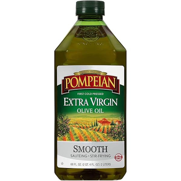 POMPEIAN SMOOTH EXTRA VIRGIN OLIVE OIL, FIRST COLD PRESSED, MILD AND DELICATE FLAVOR, PERFECT FOR SAUTEING AND STIR-FRYING, NATURALLY GLUTEN FREE, NON-ALLERGENIC, NON-GMO, 68 FL. OZ., SINGLE BOTTLE